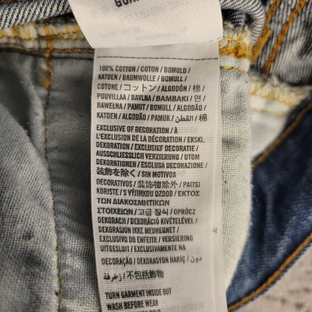 Hollister Jeans Mens 32x32 Blue Slim Straight Button Fly Distressed Mid Rise